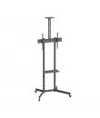 Aisens Soporte de Suelo ECO con Rueda - Bandeja para DVD y Soporte de Camara para Monitor/TV 45kg de 37-70 - Color Negro