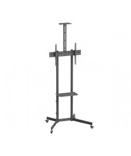 Aisens Soporte de Suelo ECO con Rueda - Bandeja para DVD y Soporte de Camara para Monitor/TV 45kg de 37-70 - Color Negro