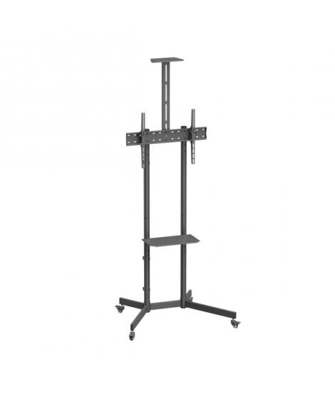 Aisens Soporte de Suelo ECO con Rueda - Bandeja para DVD y Soporte de Camara para Monitor/TV 45kg de 37-70 - Color Negro