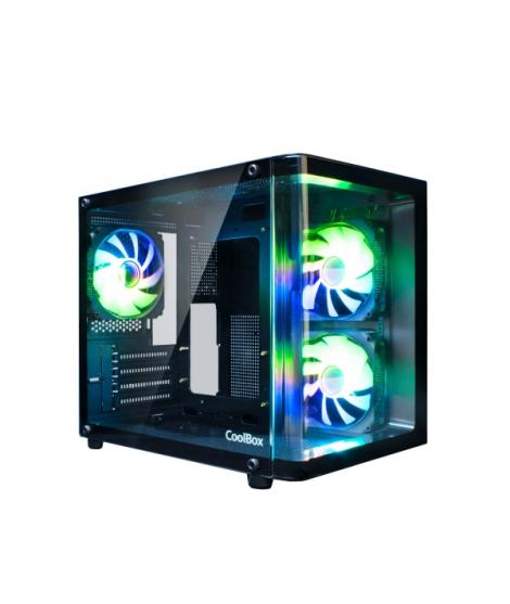 Coolbox GM100 Vision Caja Mini Torre Micro ATX, Mini-ITX - Frontal y Lateral Cristal Templado - Tamaño HDD 2.5" - USB-A 3.0 y Au
