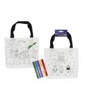 Bismark Bolsa para Colorear Reyes Magos con Asas + 5 Rotuladores - Medidas 21.5x20cm sin contar las Asas - 2 Diseños
