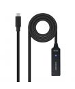Nanocable Cable Prolongador USB-C 3.2 Macho a USB-C 3.2 Hembra - 5 Metros - Amplificador - Color Negro
