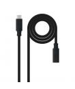 Nanocable Cable Prolongador USB-C 3.2 Macho a USB-C 3.2 Hembra - Gen2x2 20Gbp - 100W 5A - 4K 60Hz - 0.5 Metros - Color Negro
