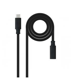 Nanocable Cable Prolongador USB-C 3.2 Macho a USB-C 3.2 Hembra - Gen2x2 20Gbp - 100W 5A - 4K 60Hz - 0.5 Metros - Color Negro