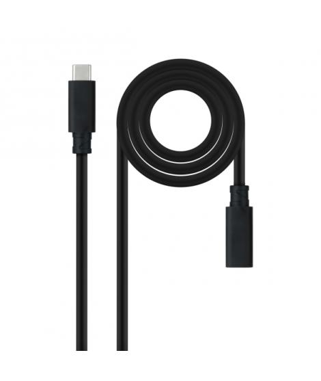 Nanocable Cable Prolongador USB-C 3.2 Macho a USB-C 3.2 Hembra - Gen2x2 20Gbp - 100W 5A - 4K 60Hz - 0.5 Metros - Color Negro