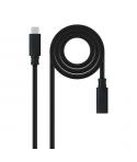 Nanocable Cable Prolongador USB-C 3.2 Macho a USB-C 3.2 Hembra - Gen2x2 20Gbp - 100W 5A - 4K 60Hz - 0.5 Metros - Color Negro