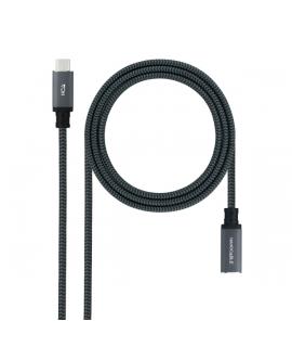 Nanocable Cable Prolongador USB-C 3.2 Macho a USB-C 3.2 Hembra - Gen2x2 20Gbp - 100W 5A - 4K 60Hz - 0.5 Metros - Mallado - Color