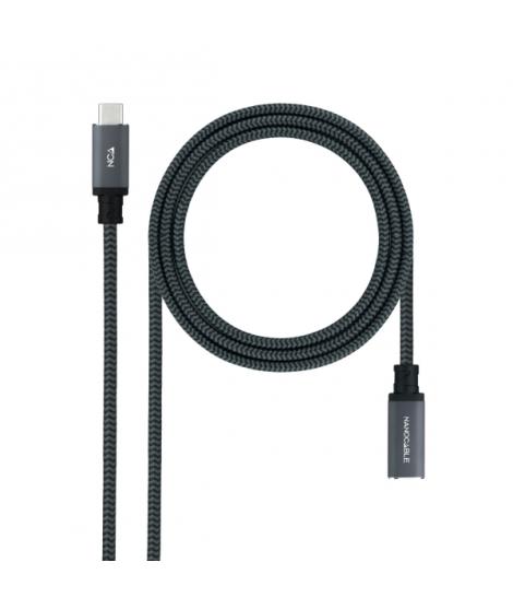 Nanocable Cable Prolongador USB-C 3.2 Macho a USB-C 3.2 Hembra - Gen2x2 20Gbp - 100W 5A - 4K 60Hz - 0.5 Metros - Mallado - Color