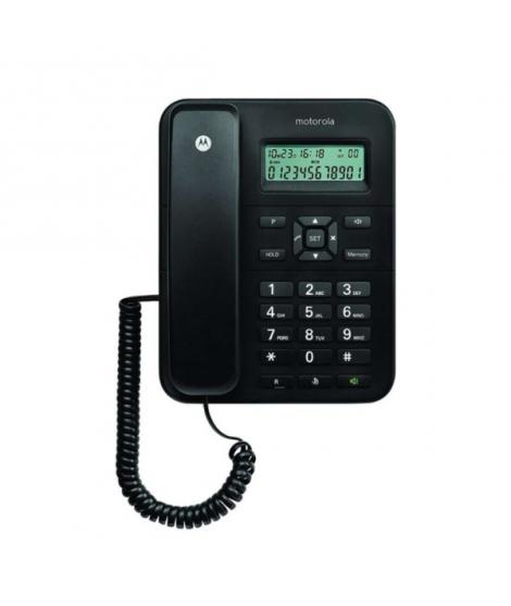 Motorola CT202 Telefono Fijo - Manos Libres - Identificador de Llamadas - Color Negro