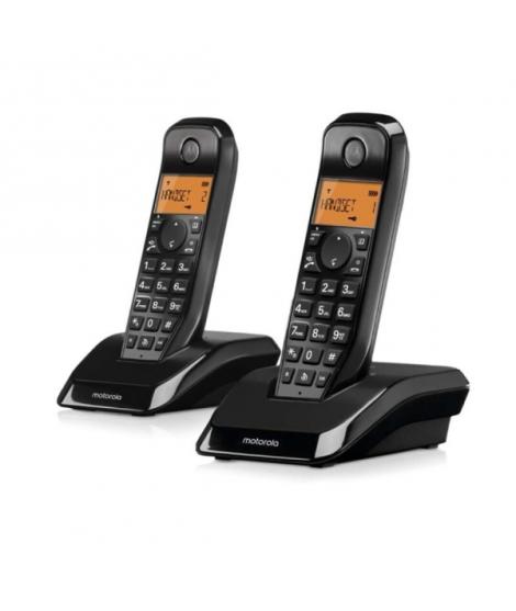 Motorola S1202 Telefono Inalambrico Dect + 1 Supletorio - Identificador de Llamada - Contestador - Manos Libres - Color Negro