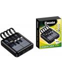 Cegasa Powerbank Solar 4 en 1 5000mAh - Salidas USB-C, Lighting, USB-A, Micro USB - Con Linterna - Color Negro