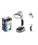 Jupiter Lampara de Sobremesa COB-LED 40lm - Tambien se puede Usar como Linterna - Funciona con 3 Pilas AA - Color Plata/Negro