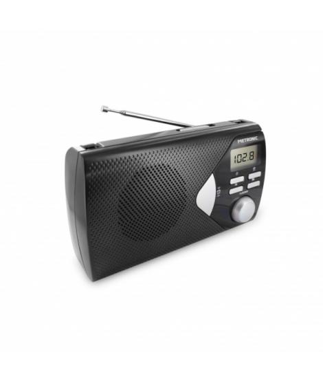 Metronic Radio Portatil AM/FM con Funcion Alarma - Pilas - Color Negro