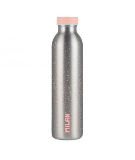 Milan Serie Silver Botella Isotermica 0.59L - Doble Pared de Acero Inoxidable - Liquidos Calientes hasta 12h, Frios hasta 24h - 