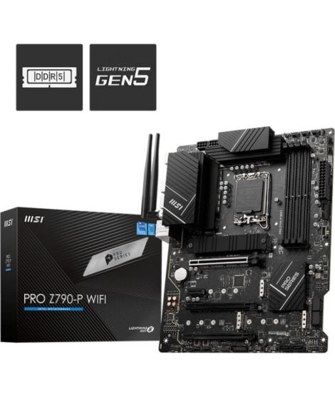MSI Placa Base PRO Z790-P WIFI Intel 1700 4xDDR5-SDRAM - HDMI, DP, M.2, USB3.2, USB-C, ATX