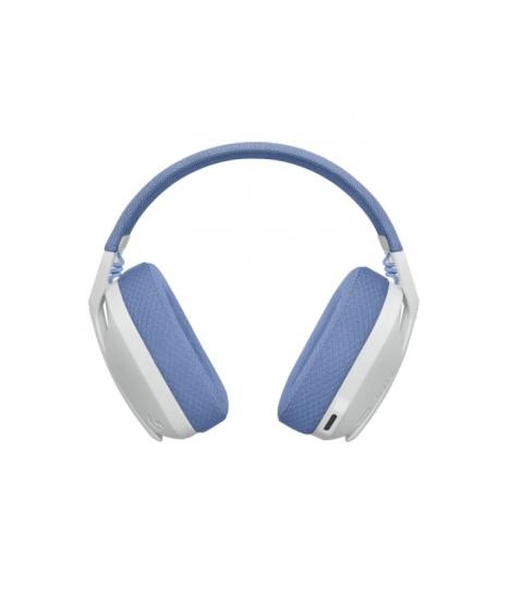 Logitech G435 Auriculares Gaming Inalambricos - Diadema Ajustable - Bluetooth LightSpeed - 2 Microfonos - Blanco Crudo y Lila