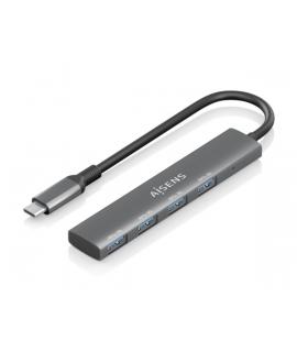 Aisens Hub USB-C Ultra Delgado - 1xUSB3.1 Gen1 + 4xUSB3.0 - Alta Velocidad 5 Gbps - Alimentacion USB-C - Cable 15cm - Color Gris