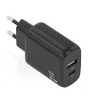 Aisens Cargador GaN 30W - 1xUSB-C PD3.0 QC4.0 - 1xUSB-A QC3.0 - Color Negro