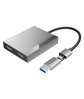 Vention Adaptador USB Tipo-C/USB-A Macho a 2xHDMI 2.0 Hembra - 4K MST - 0.15m - Color Gris