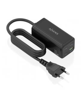 Aisens Cargador GAN 100W - 3xUSB-C PD3.0, QC4.0, QC5.0 - 1xUSB-A QC3.0 - Cable 1.4 Metros - Color Negro