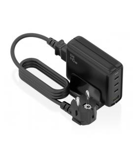 Aisens Cargador GAN 140W - 3xUSB-C PD3.0, QC4.0, QC5.0 - 1xUSB-A QC3.0 - Cable 1.4 Metros - Color Negro
