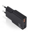 Aisens Cargador GaN Ultra Delgado 30W - 1xUSB-C PD3.0 QC4.0 - 1xUSB-A QC3.0 - Color Negro