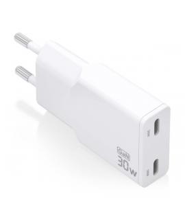 Aisens Cargador GaN Ultra Delgado 30W - 2xUSB-C PD3.0 QC4.0 - Color Blanco