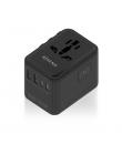 Aisens Adaptador de Viaje Universal GaN 25W - 2xUSB-A QC3.0, 2xUSB-C PD3.0 - Color Negro