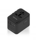 Aisens Adaptador de Viaje Universal GaN 25W - 2xUSB-A QC3.0, 2xUSB-C PD3.0 - Color Negro
