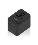 Aisens Adaptador de Viaje Universal GaN 35W - 2xUSB-A QC3.0, 2xUSB-C PD3.0 - Color Negro