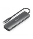 Aisens USB-C Dock 7 en 1 - USB-C a 1xHDMI - 3xUSB-A - 1xUSB-C 100W - 1xSD - 1xMicroSD - 15cm - Color Gris