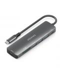 Aisens USB-C Dock 7 en 1 - USB-C a 1xHDMI - 3xUSB-A - 1xUSB-C 100W - 1xSD - 1xMicroSD - 15cm - Color Gris