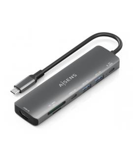 Aisens USB-C Dock 7 en 1 - USB-C a 1xHDMI - 2xUSB-A - 1xUSB-C - 1xUSB-C 100W - 1xSD - 1xMicroSD - 15cm - Color Gris