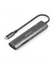 Aisens USB-C Dock 7 en 1 - USB-C a 1xHDMI - 2xUSB-A 2.0 - 1xUSB-A 3.0 - 1xUSB-C 100W - 1xSD - 1xMicroSD - 15cm - Color Gris