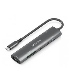 Aisens USB-C Dock 7 en 1 - USB-C a 1xHDMI - 2xUSB-A 2.0 - 1xUSB-A 3.0 - 1xUSB-C 100W - 1xSD - 1xMicroSD - 15cm - Color Gris