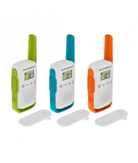 Motorola T42 Pack 3 Walkie Talkies - 16 Canales PMR446 - Alcance hasta 4Km - Autonomia hasta 18h
