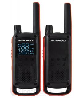 Motorola T82 Pack 2 Walkie Talkies - 16 Canales PMR446 + 121 Codigos - Alcance de hasta 10km - Autonomia hasta 18h - Color Negro