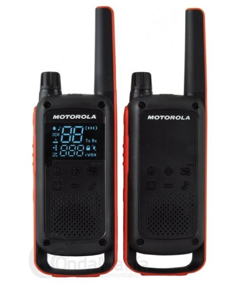 Motorola T82 Pack 2 Walkie Talkies - 16 Canales PMR446 + 121 Codigos - Alcance de hasta 10km - Autonomia hasta 18h - Color Negro