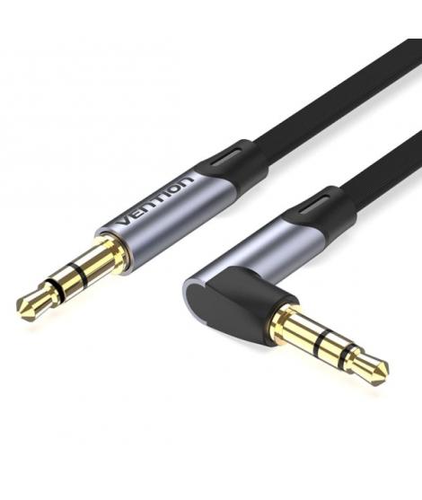 Vention Cable Estereo Jack 3.5 Macho a Jack 3.5 Macho - 0.5m - Plano - Acodado - Color Gris