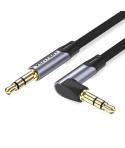 Vention Cable Estereo Jack 3.5 Macho a Jack 3.5 Macho - 0.5m - Plano - Acodado - Color Gris