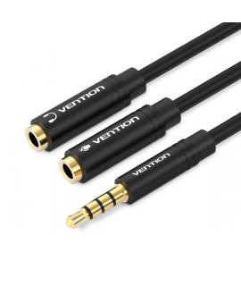 Vention Cable Estereo Divisor Jack 3.5 Macho a 2x Jack 3.5 Hembra - 0.3m - Color Negro