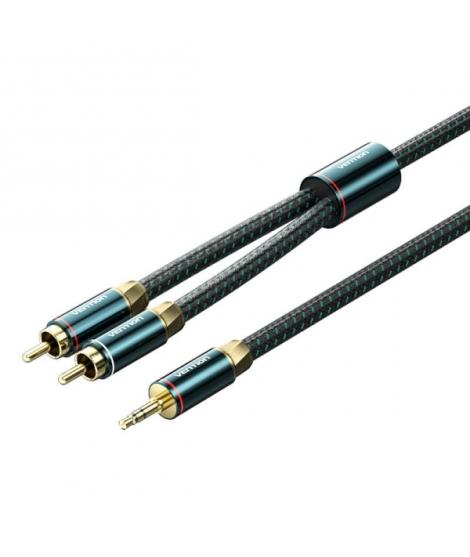 Vention Cable Jack 3.5 a 2xRCA Macho - 1m - Trenzado - Color Verde