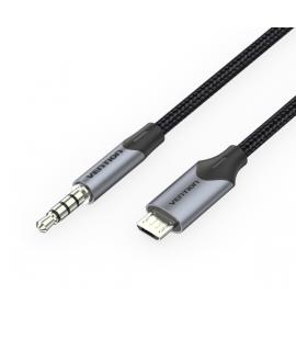 Vention Cable MicroUSB Macho a Jack 3.5 Macho - 1m - Trenzado - Color Negro