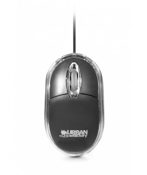 Urban Factory Raton con Cable USB - 800dpi - Uso Ambidiestro - Color Negro