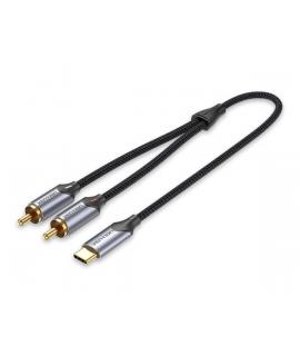 Vention Cable USB-C a 2xRCA Macho - 2m - Trenzado - Color Gris