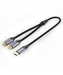 Vention Cable USB-C a 2xRCA Hembra - 0.5m - Trenzado - Color Gris