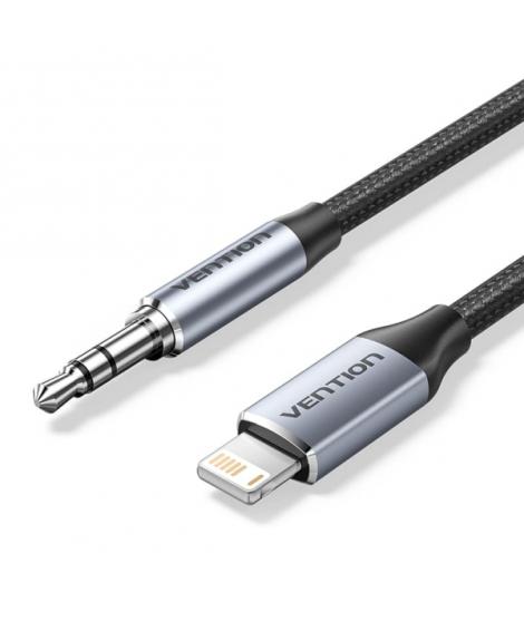 Vention Conversor Lightning Macho a Jack 3.5 Macho - 1m - Trenzado - Color Gris