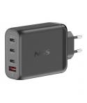 NGS Bud 140W Cargador GaN Universal de Pared 140W Ultrarapido - 3x USB-C PD & PPS, 1x USB-A QC 3.0 - Color Negro
