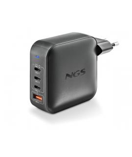 NGS Bud 160W Cargador GaN Universal de Pared 160W Ultrarapido - 3x USB-C PD & PPS, 1x USB-A QC 3.0 - Color Negro