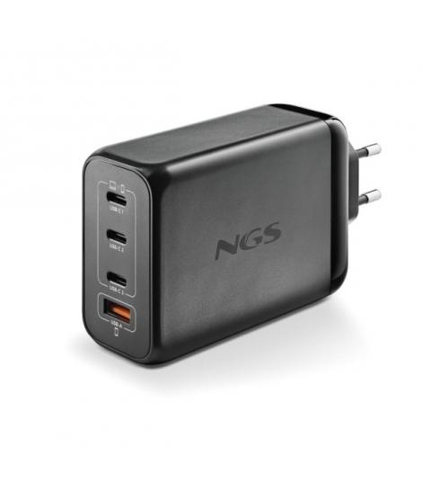 NGS Bud 240W Cargador GaN Universal de Pared 240W Ultrarapido - 3x USB-C PD & PPS, 1x USB-A QC 3.0 - Color Negro